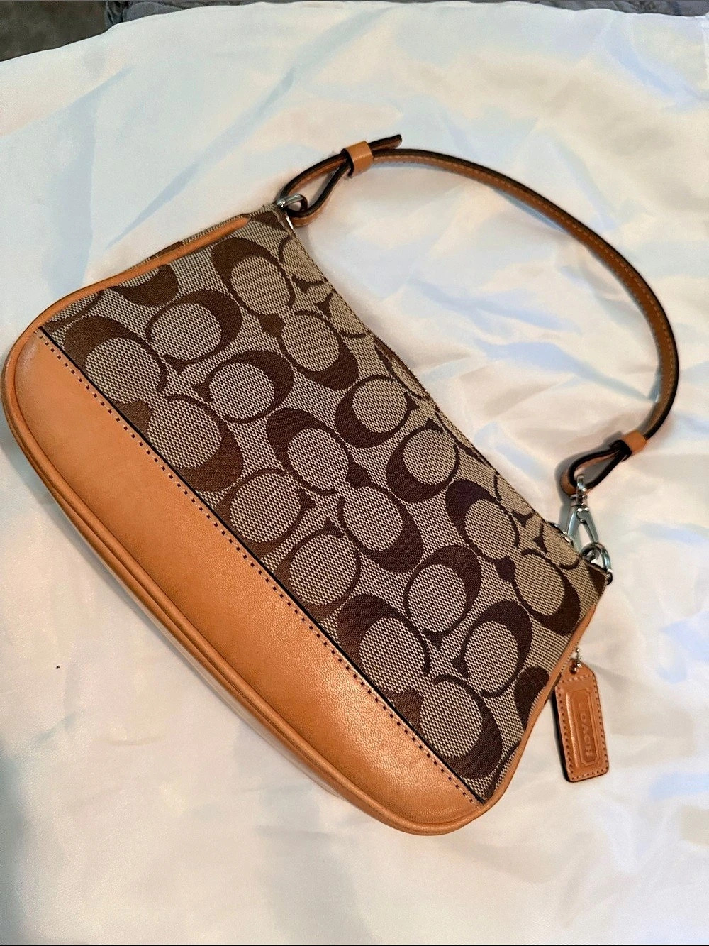 Coach Hamptons Signature Small Hobo Brown Canvas Crossbody Bag Y2K